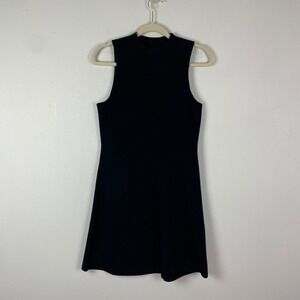Theory‎ Dress Sleeveless Wool Knit Black Inerta Milano A-Line Fit and Flare Sz S